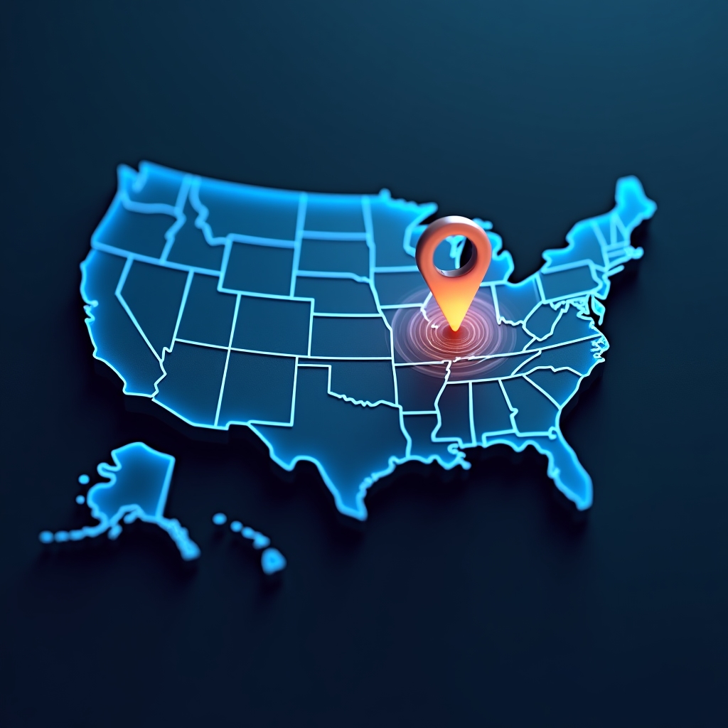 Illustrated map showing Jigewi Huluci service coverage across the United States